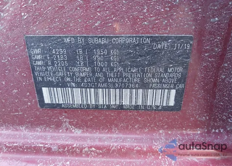 2020 Subaru Impreza Sport 5-Door из США, поврежденный, VIN 4S3GTAM63L3707364